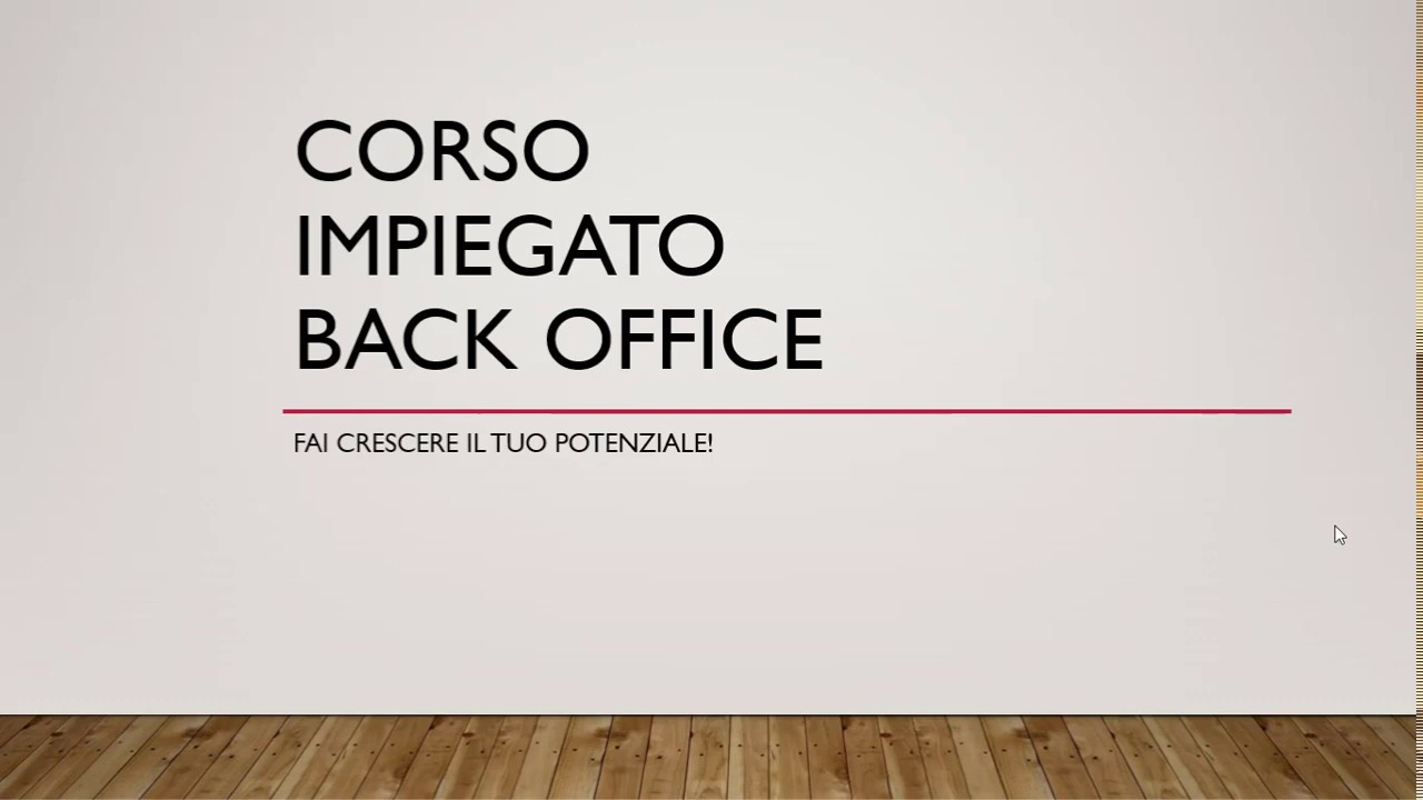 Corso Impiegato Back Office con esempi report Excel - Introduzione