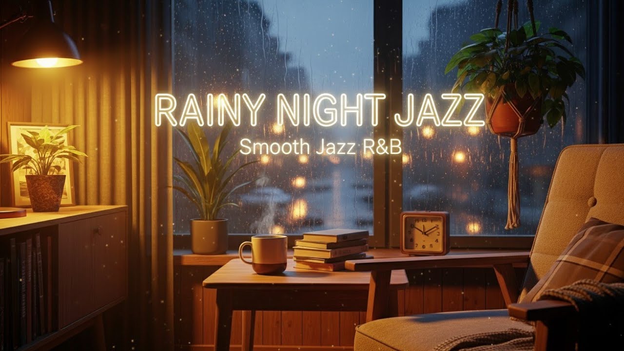 Rainy Night Smooth Jazz R&B – Cozy Reading Room Ambience for Relax, Study & Sleep 🌧️