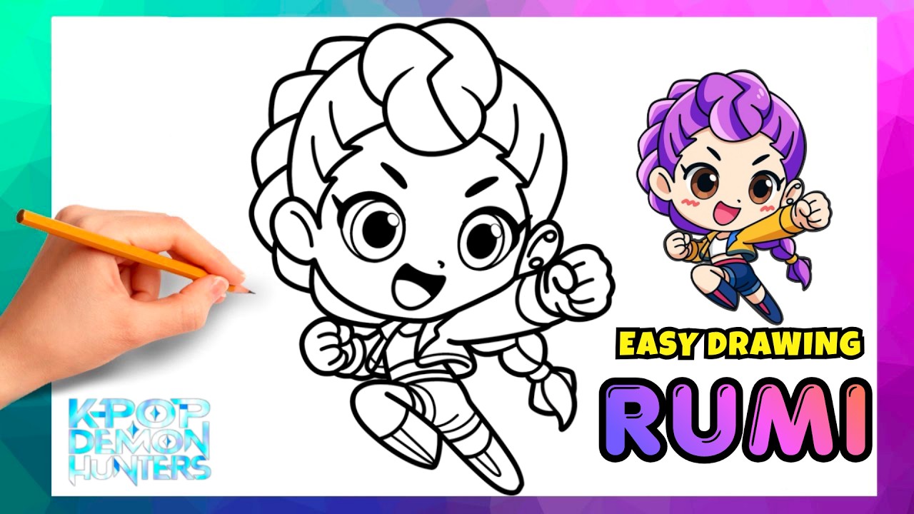 How to Draw Rumi 💜 | KPOP Demon Hunters 🎤 Step by Step (Easy Tutorial)