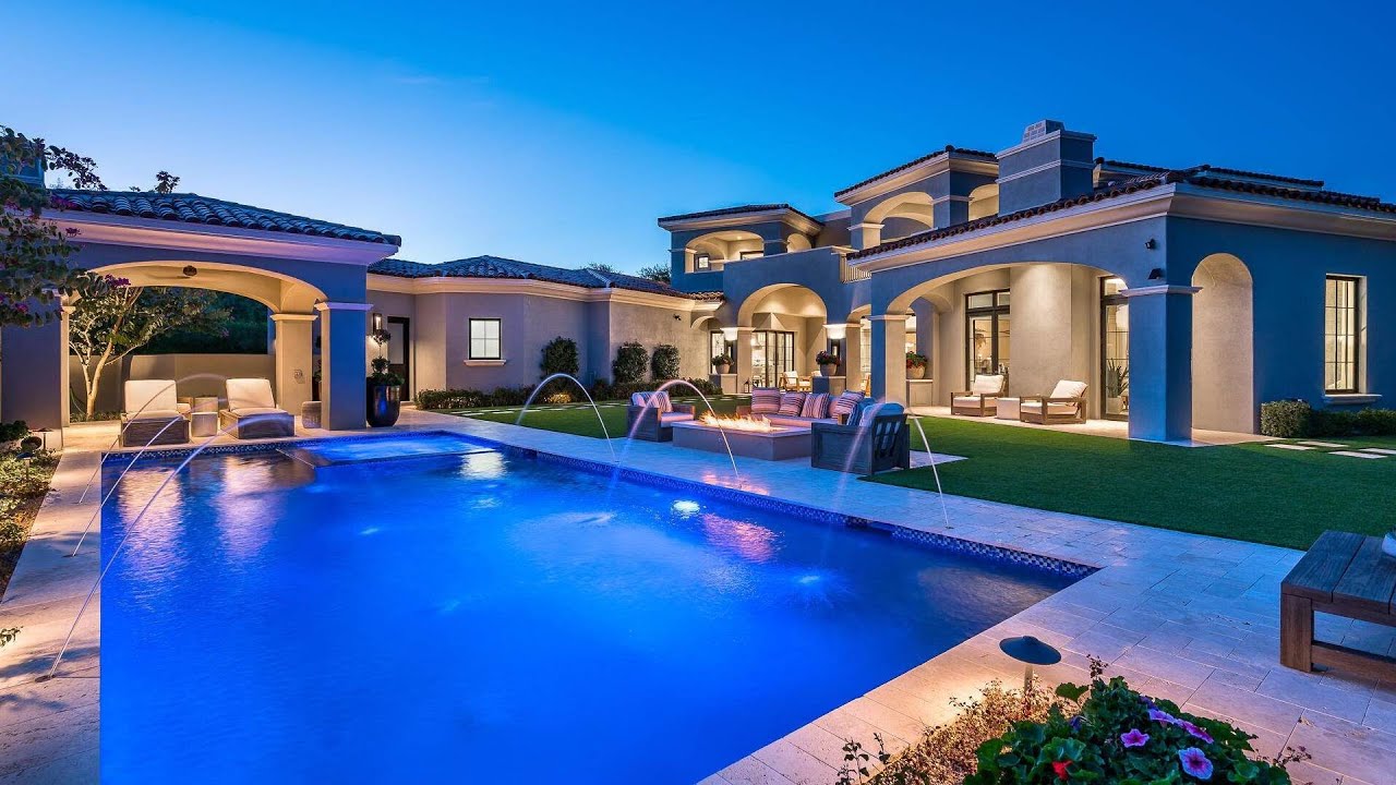 $6,995,000! Sophisticated Modern Mediterranean Villa in Scottsdale with resort style backyard