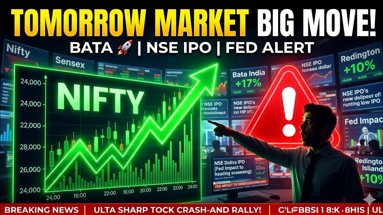 Tomorrow Market Big Move? | Bata +17%, Redington +10%, NSE IPO, Fed Impact | Top Stocks for Tomorrow