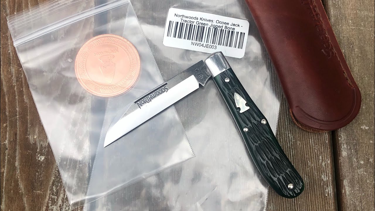 Great Eastern Cutlery made Northwoods Ocoee Jack in Tractor Green Jigged Bone by KnivesShipFree