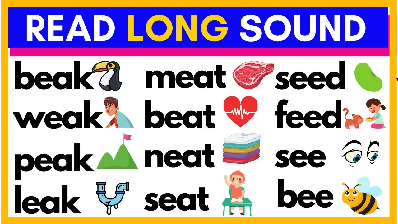 LEARN TO READ  LONG SOUND / E /  with SENTENCES / PHONICS / ALPHABETS / BEGINNERS /