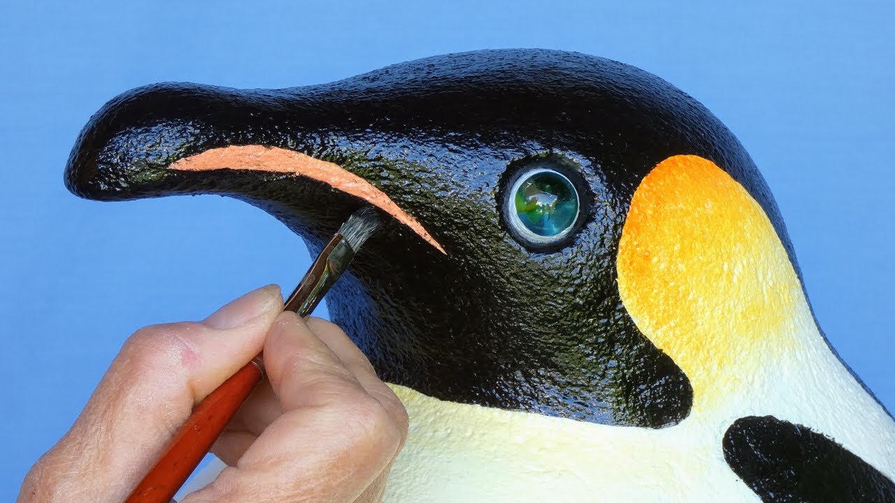 ANIMAL SCULPTURE, AERATED CONCRETE, 60cm TALL PENGUIN, ACRYLIC COLOURS, DIY TUTORIAL
