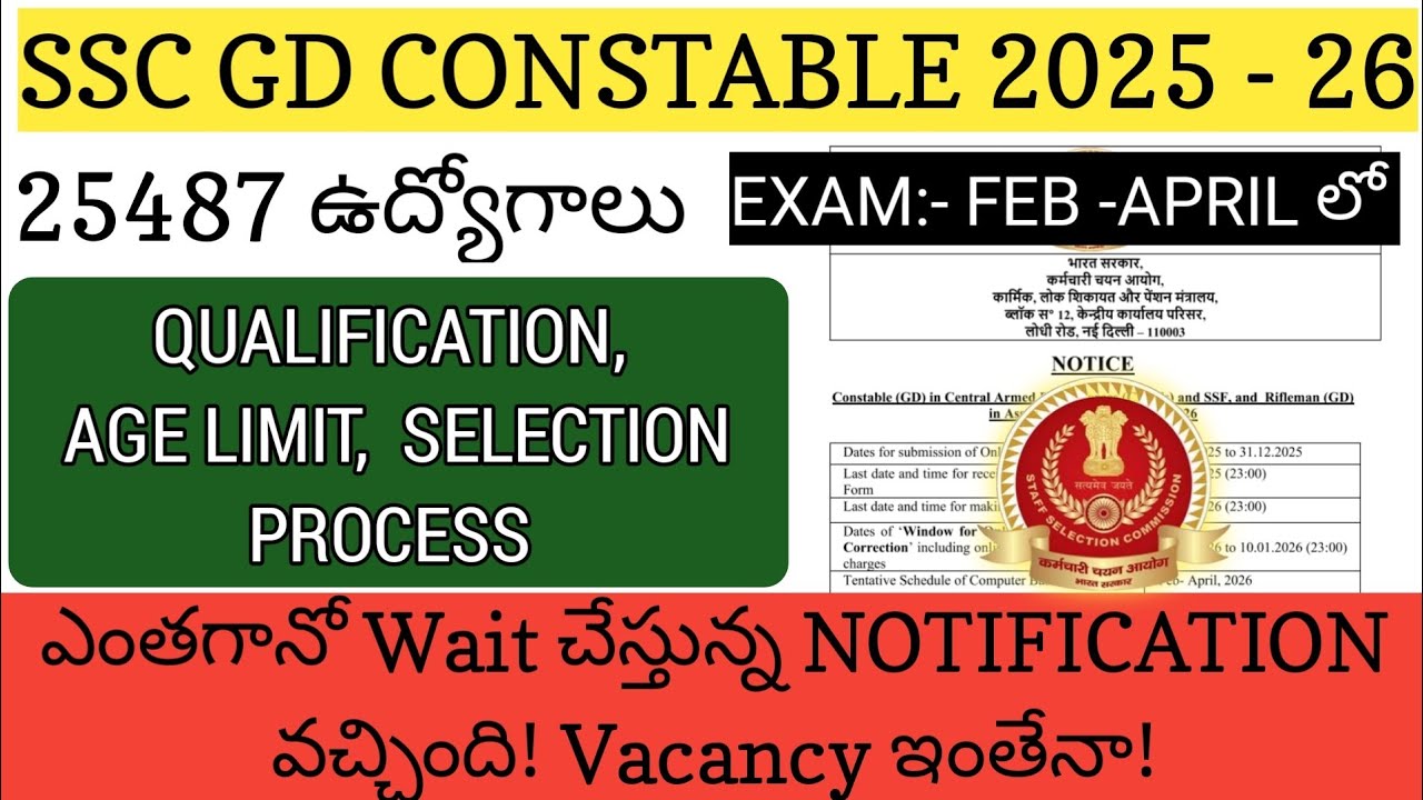 SSC GD CONSTABLE 2025-26 NOTIFICATION Release అయింది! Most awaited notification! #sscgdconstable