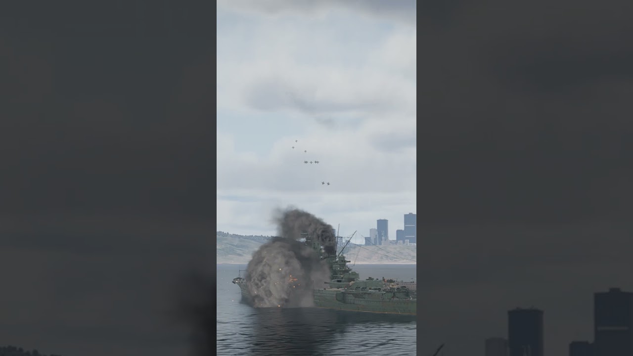 FA 18 Hornet Snake Eye Bombing Run &mdash; Battleship Under Attack