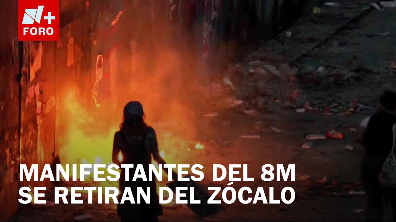 Manifestantes comienzan a retirarse del Zócalo de CDMX tras marcha del 8M