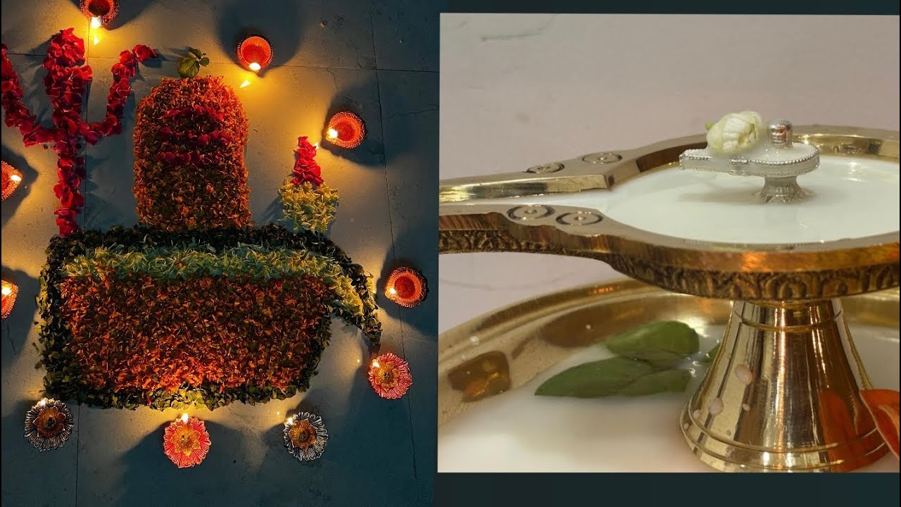 Shivalingam Rangoli and Linga Abhishekam🕉️🔱
