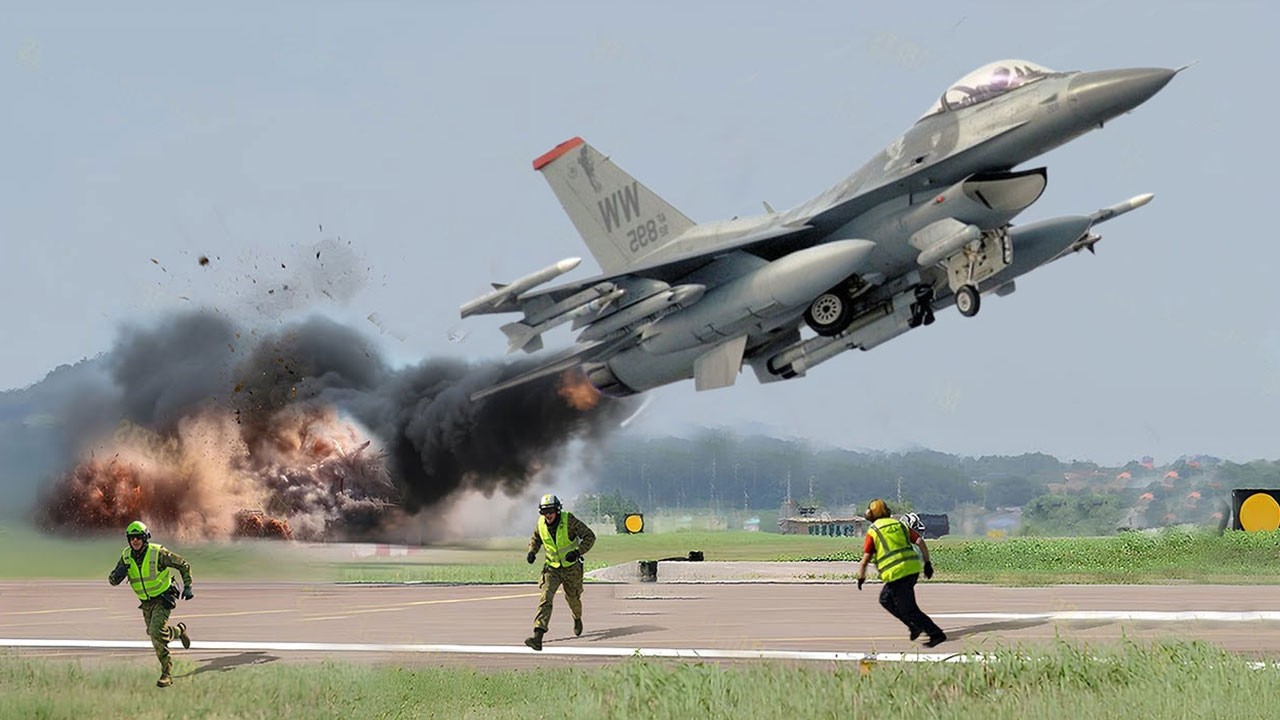 Иранская паника! Красивая женщина-пилот американского истребителя F-16 взлетает на невероятной скоро