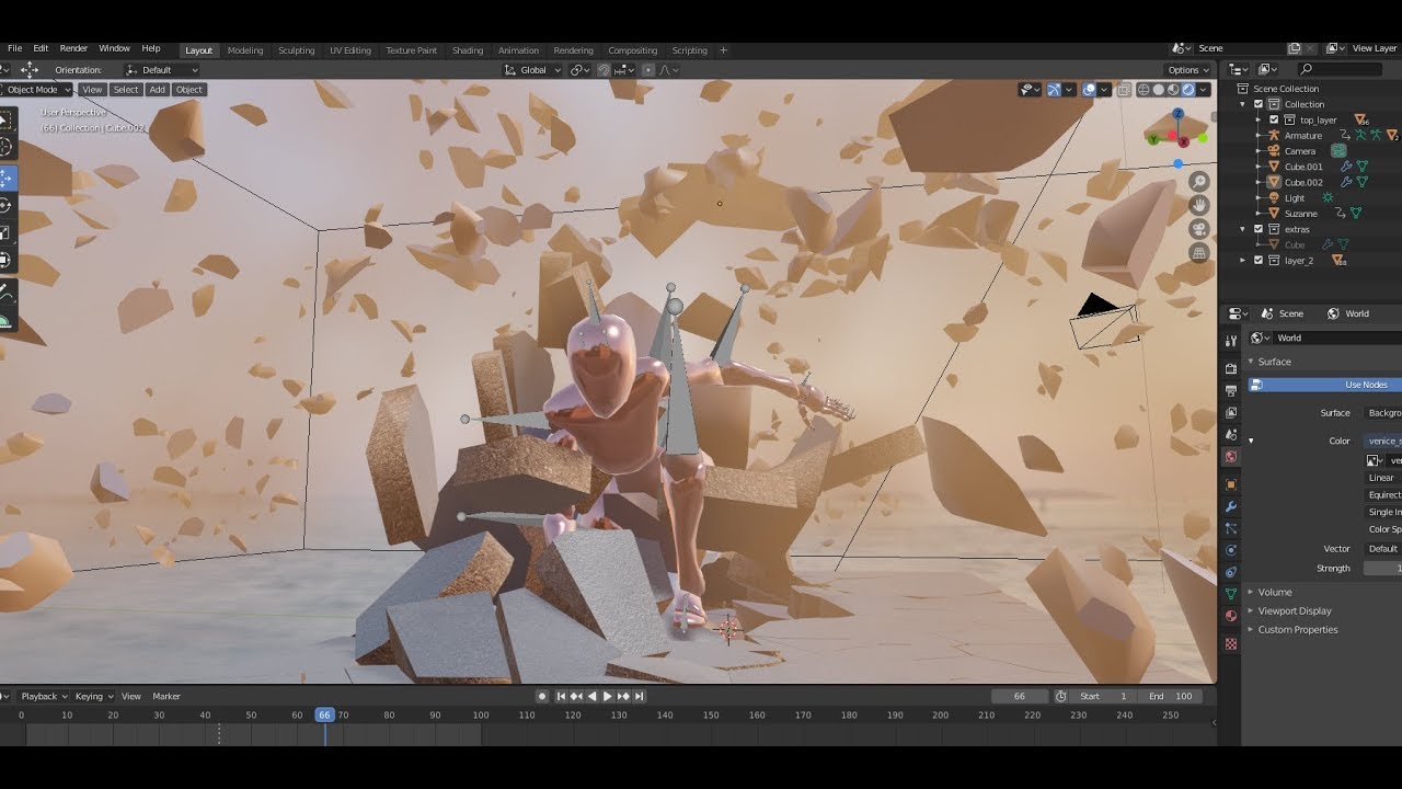 how to make a superhero landing in blender 2.8 tutorial