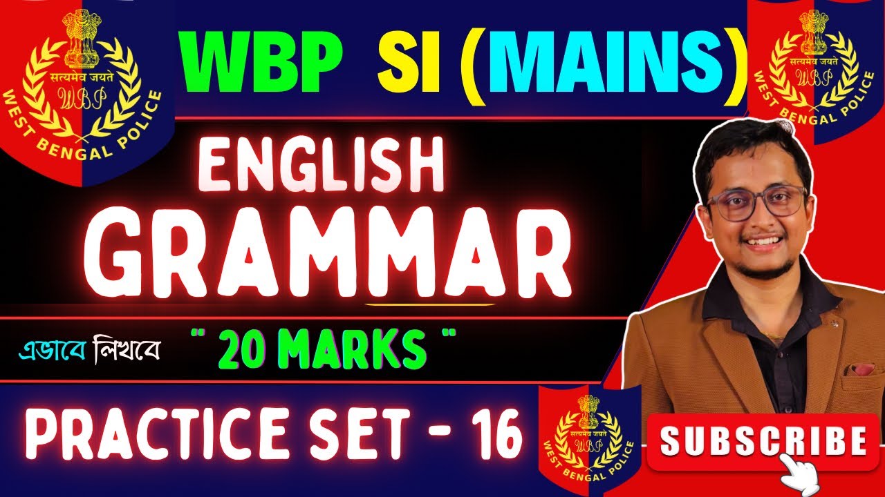 WBP SI (Mains) Preparation🔥| ENGLISH Practice SET- 16💥|