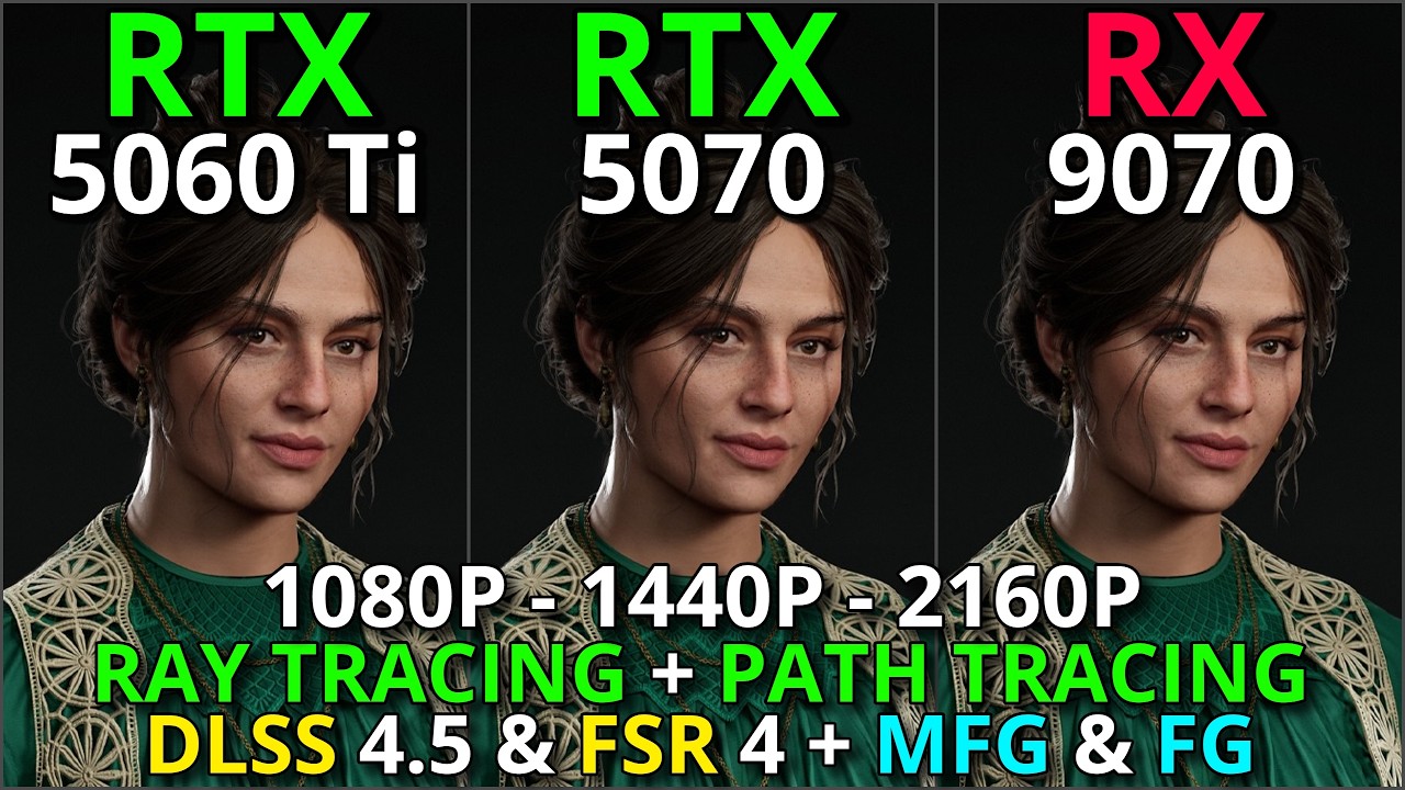 RTX 5060 Ti vs RTX 5070 vs RX 9070 | Ray\Path Tracing, FSR 4, DLSS 4.5, FG & MFG | 1080p 1440p  4K