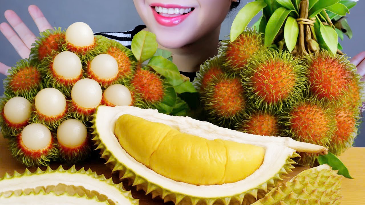 ASMR CHÔM CHÔM X SẦU RIÊNG | Rambutan and durian , EATING SOUNDS | LINH-ASMR