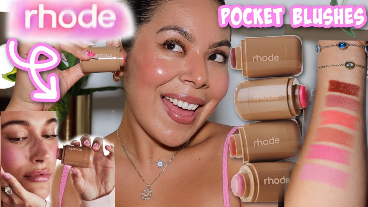 NEW💕RHODE POCKET BLUSHES! (REVIEWING & SWATCHING ALL 6 SHADES! )WORTH THE BUY?!?