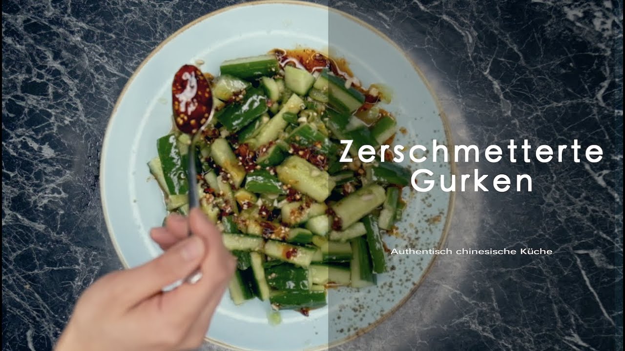 Gurkensalat: chinesisches Rezept mit zerschmetterten Gurken! 拍黄瓜, 清凉爽口, 简单易做
