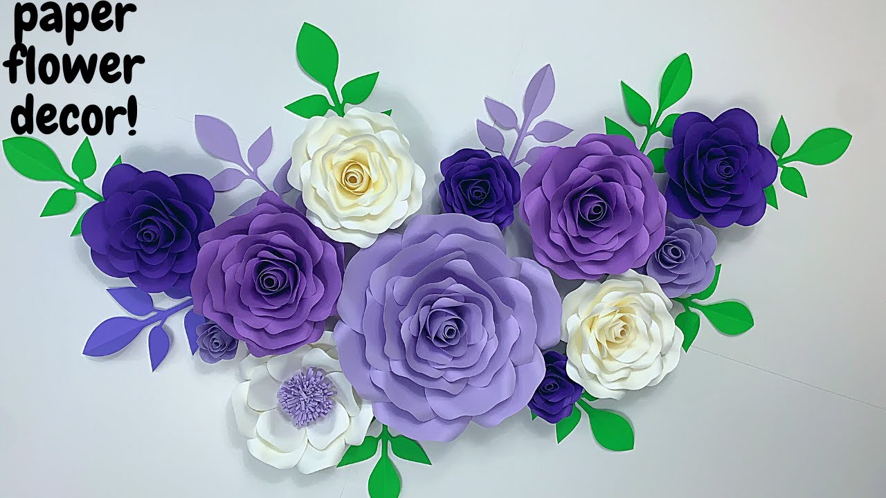 PAPER FLOWER DECOR | HOW TO MAKE PAPER FLOWER TEMPLATES, PAPER LEAVES AND FLOWER CENTER