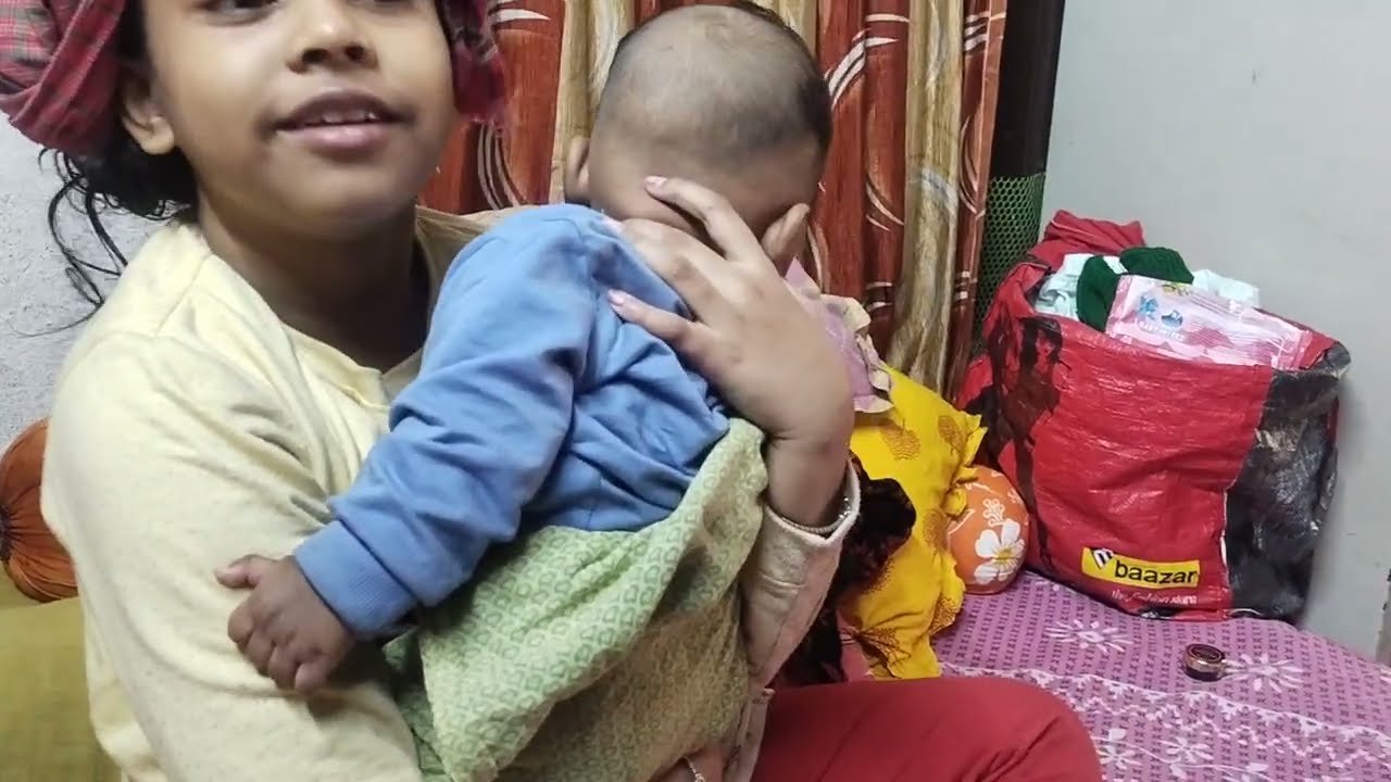 দিভাইয়ের ইস্কুল ছুটি তাই দুপুরে একটা বাজে ঘুম থেকে উঠলো#myhappyvillagelifestyle #minivlog #baby 