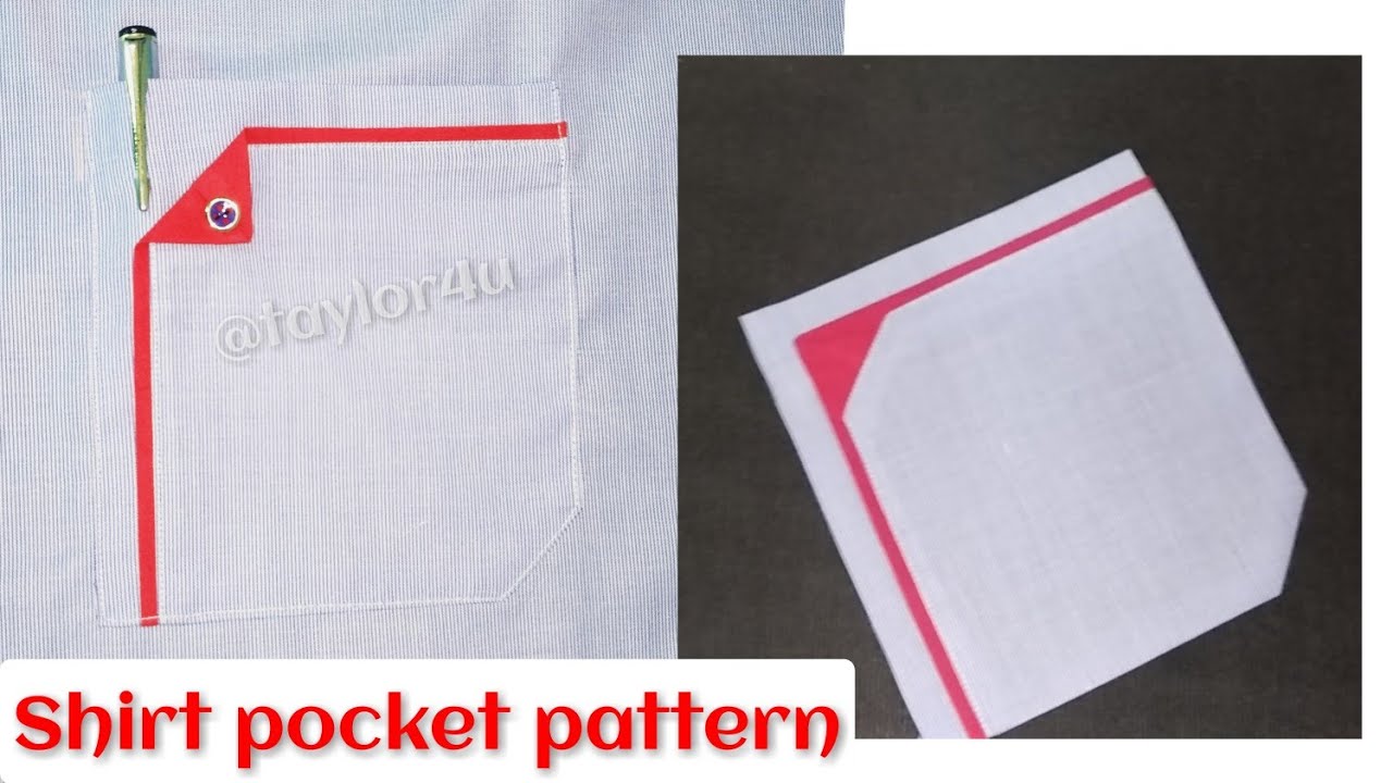 SHIRT patch pocket button pattern | how to make shirt pocket | शर्ट जेब डिजाइन
