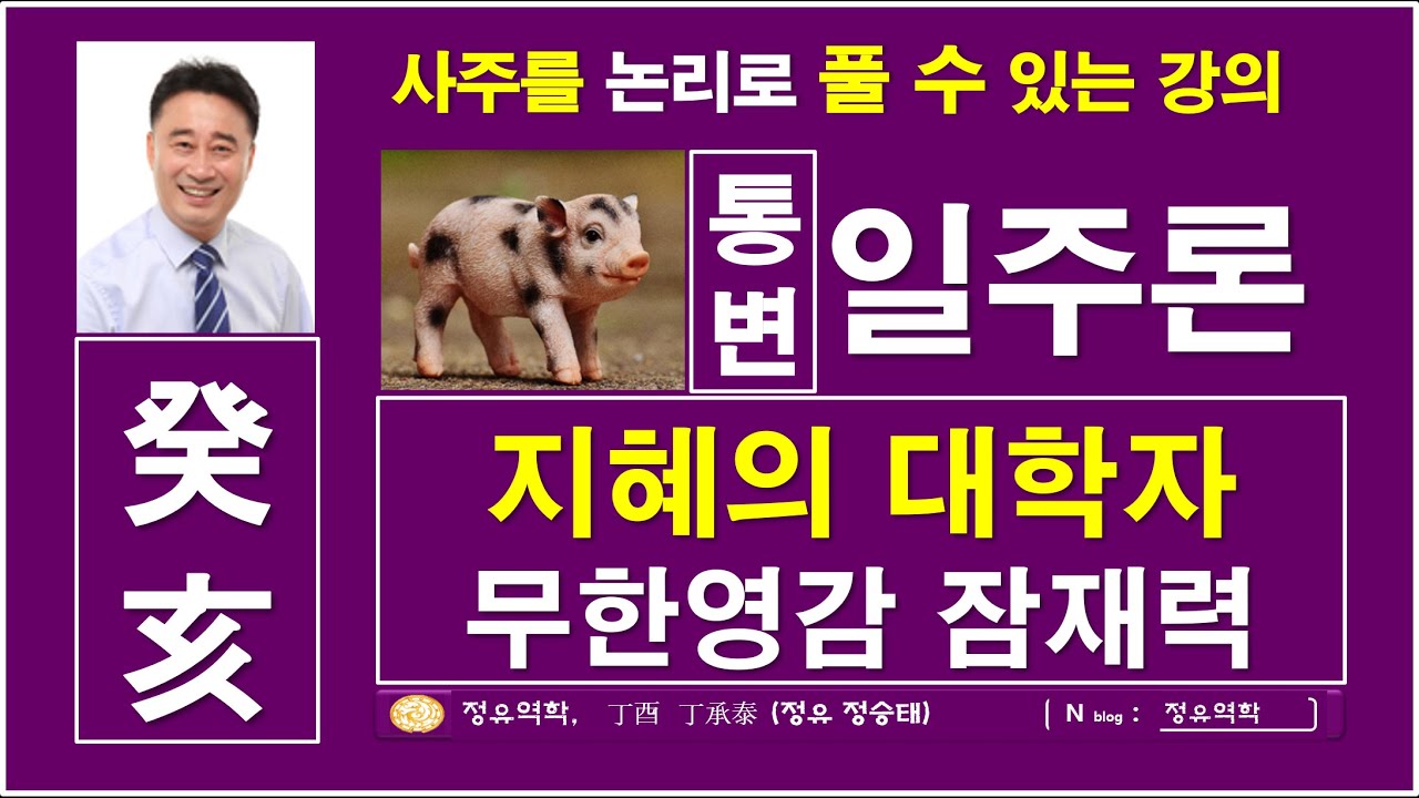 지혜의 대학자, 무한영감 잠재력, 계해일주, 일주론, 60갑자일주론, 정유역학강의, 명리기초, 사주심리학, :  계해일주  :  정유역학강의.