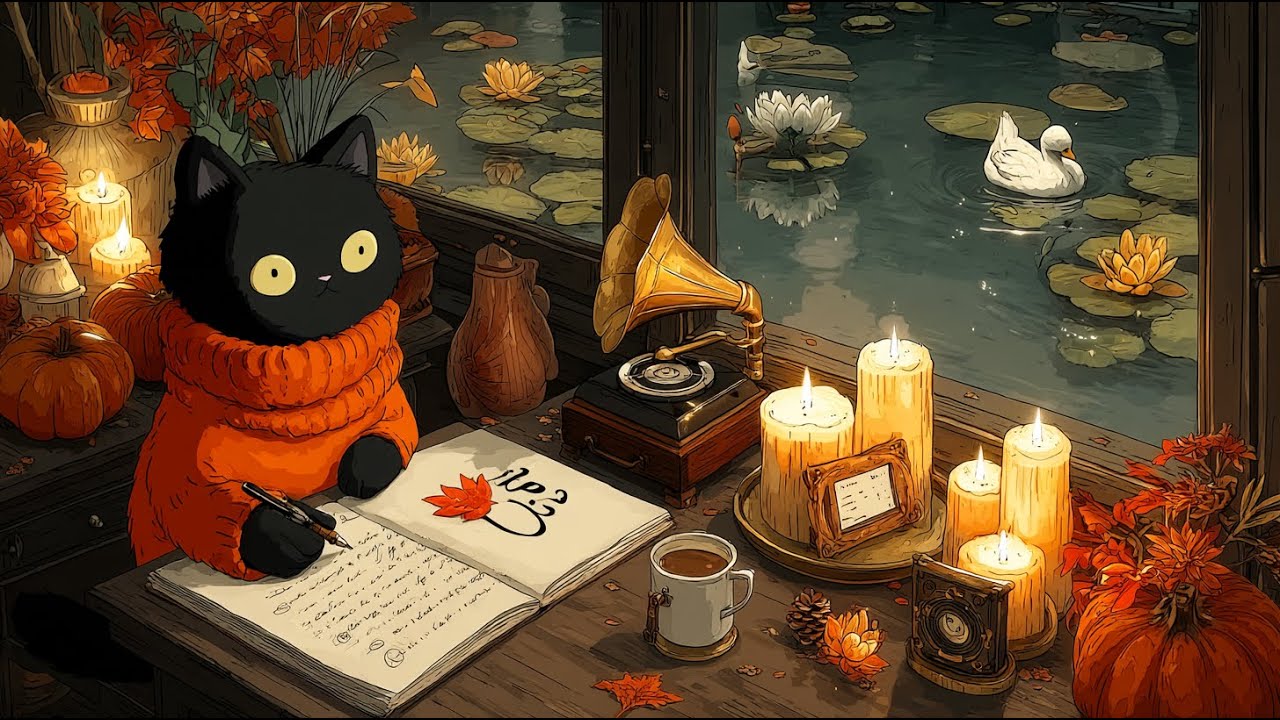 A Cozy Philosophy: Black Cat, Autumn Glow.