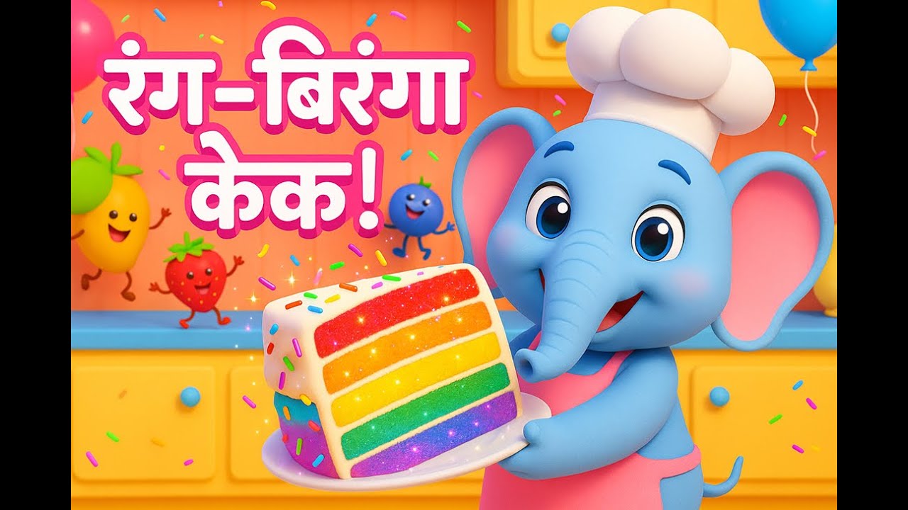 🎨 "एली हाथी और रंग-बिरंगा केक 🎂 | Rainbow Cake Hindi Song for Kids | Funny Cartoon Rhymes"
