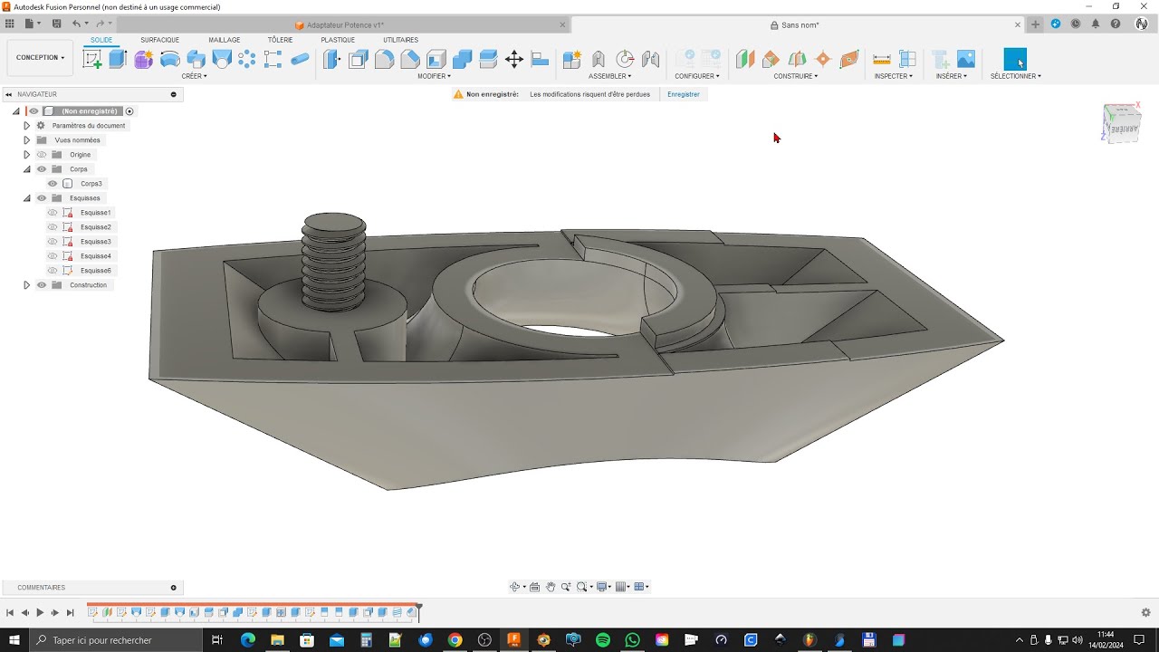 Les Tutos Fusion 360 de Manu - Une pièce de voiture aro spartana entourant le barilet - #LTF360DM