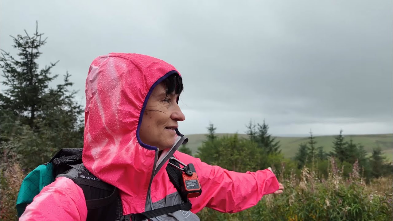 It’s nice to feel the rain on your face. Walk in Northumberland forest. 