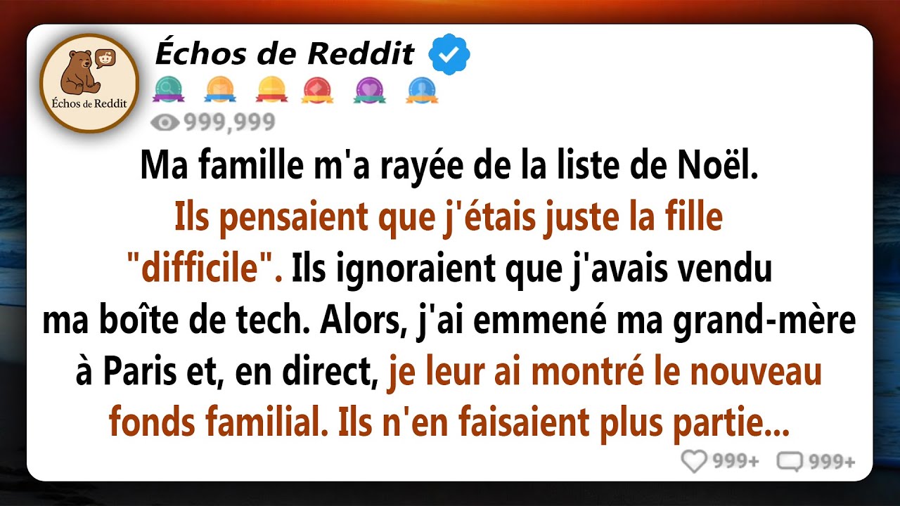 Je n'ai pas été invité au Noël en famille. Alors j'ai d'abord emmené grand-mère à Paris en première