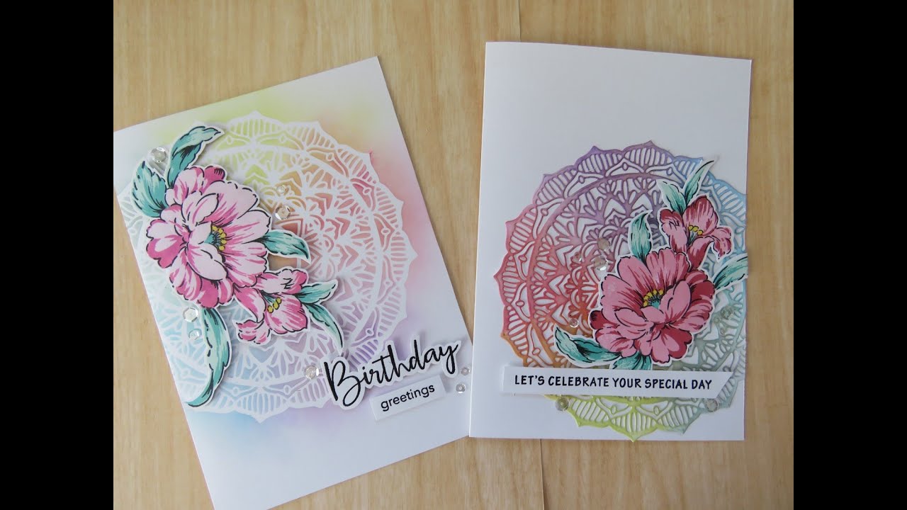 Ink blended mandala   2 cards one die