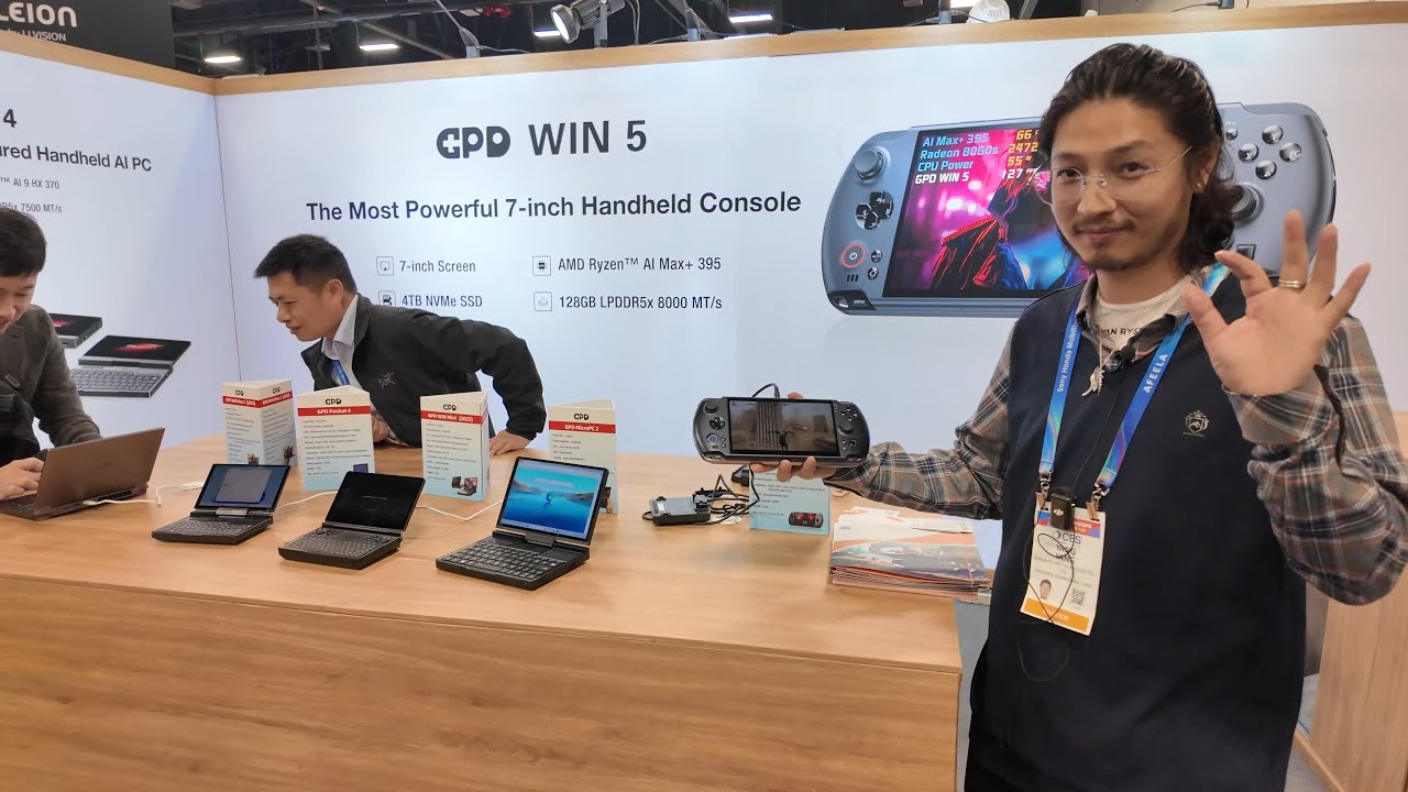 Портативный ПК GPD WIN 5 Ryzen AI Max+ 395 + внешний аккумулятор 80 Вт·ч, питание от постоянного ...