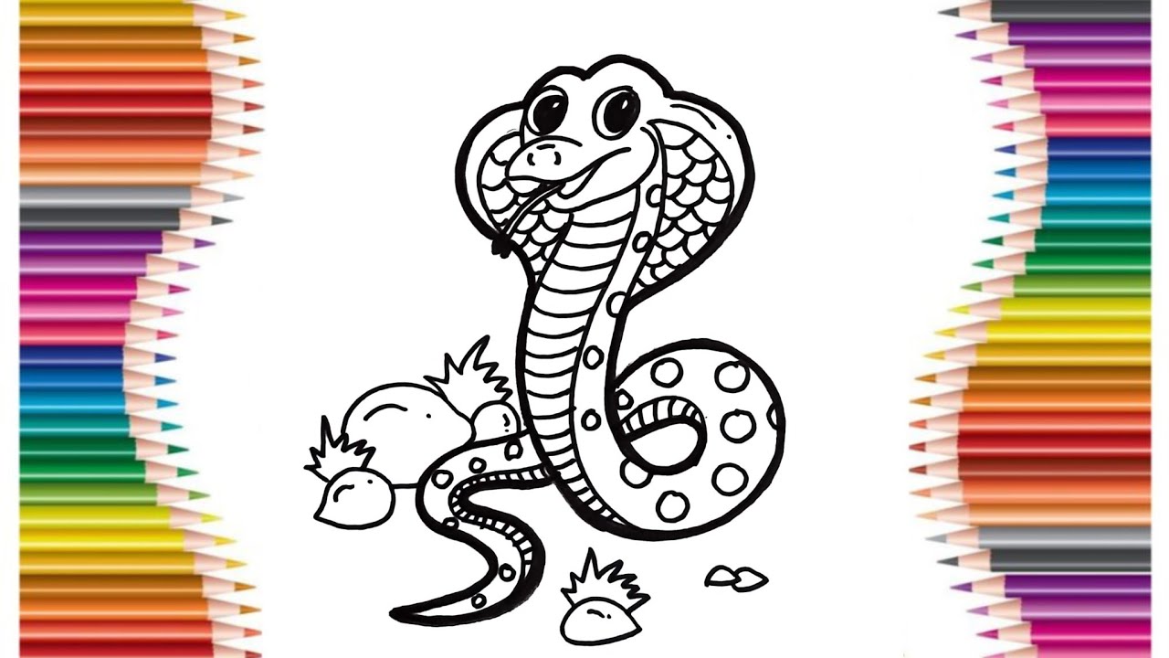 Cara Menggambar Ular Kobra 🐍 | Menggambar Ular Mudah dan Lucu untuk Anak