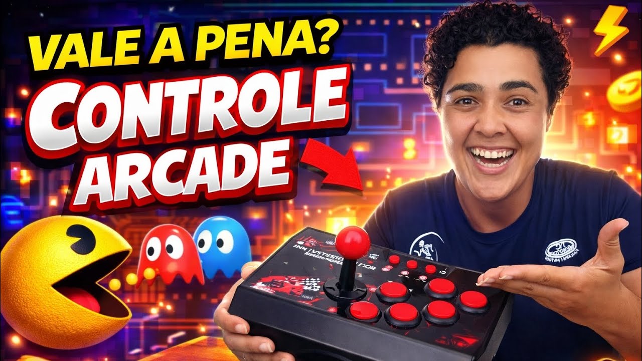 Testei um controle de fliperama no Pac-Man… vale a pena? 🎮
