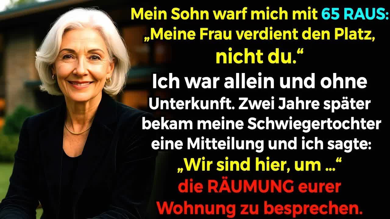 Mein Sohn warf mich mit 65 aus dem Haus wegen seiner „Ehefrau“—2 Jahre später besaß ich sein Geb