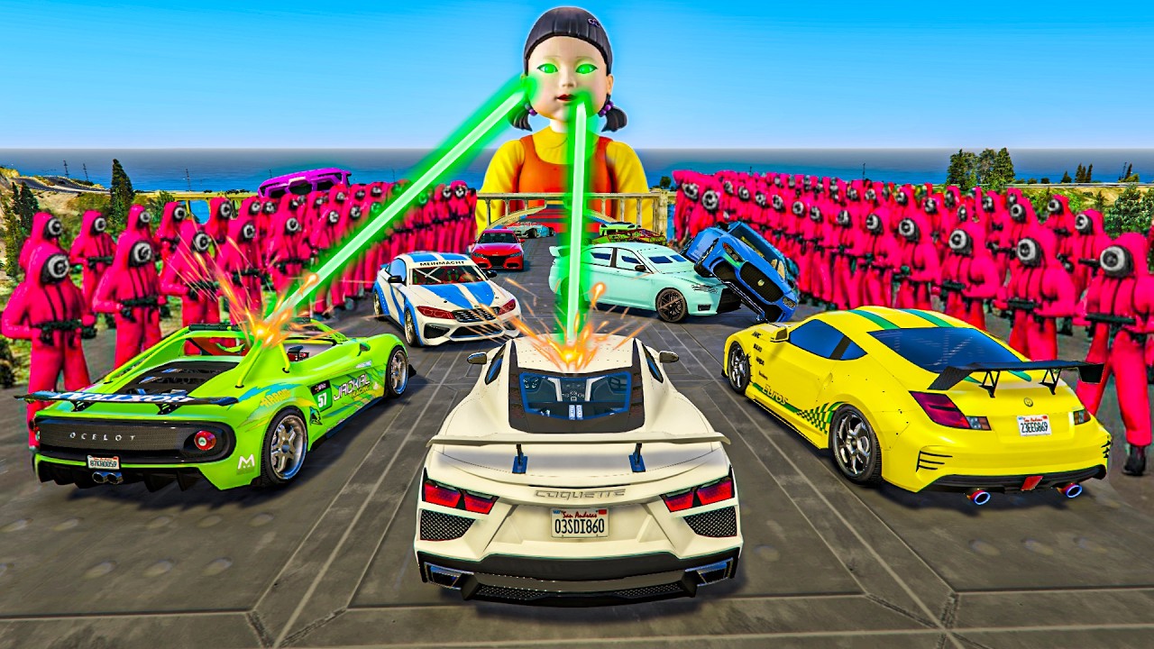 CARA A CARA CON COCHES ALEATORIOS Y EL ÚLTIMO EXPLOTA! ESPECIAL EL JUEGO DEL CALAMAR! - GTA 5 ONLINE