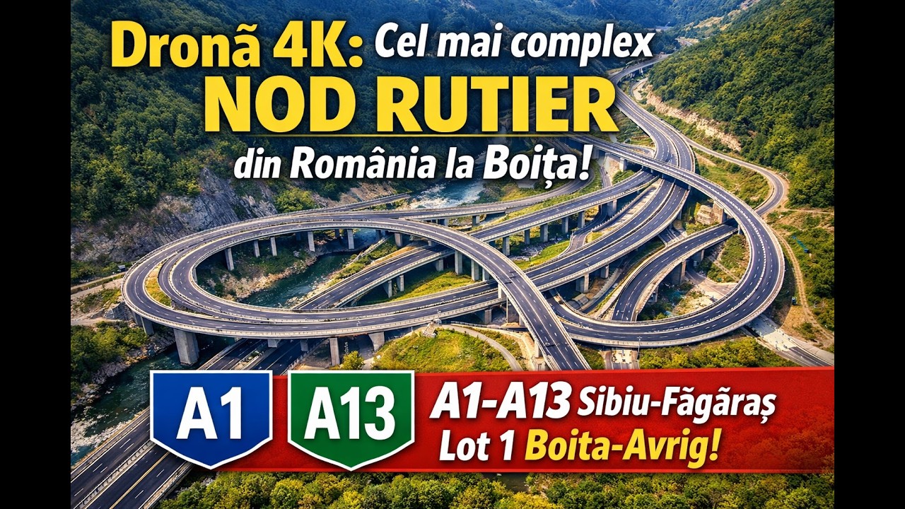 Dronă 4K: Cel mai complex nod rutier din România la Boița | A13 Sibiu-Făgăraș Lot 1 Boita-Avrig!