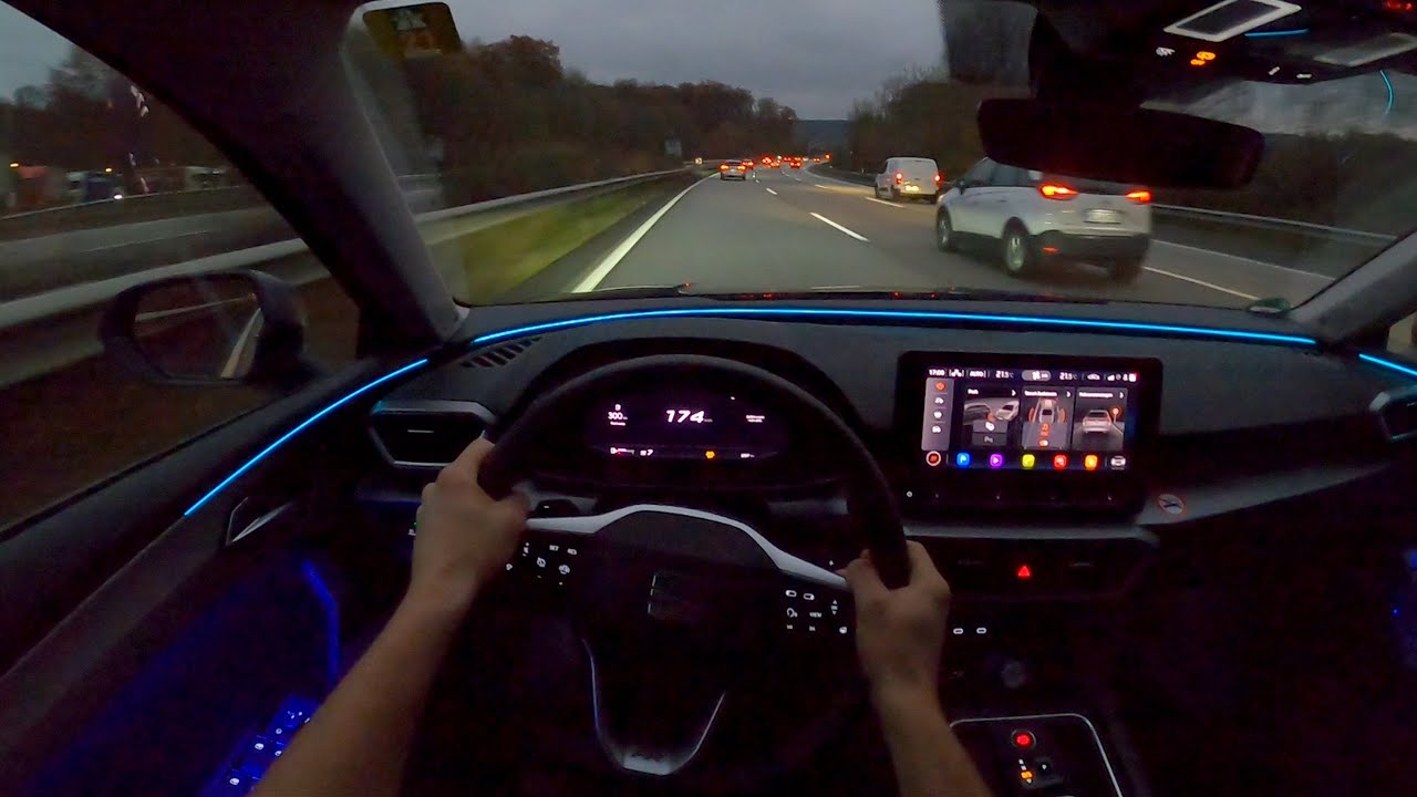 2021 SEAT LEON SPORTSTOURER FR 2.0 TDI 150 PS NIGHT POV AUTOBAHN DRIVE DUESSELDORF (60 FPS)
