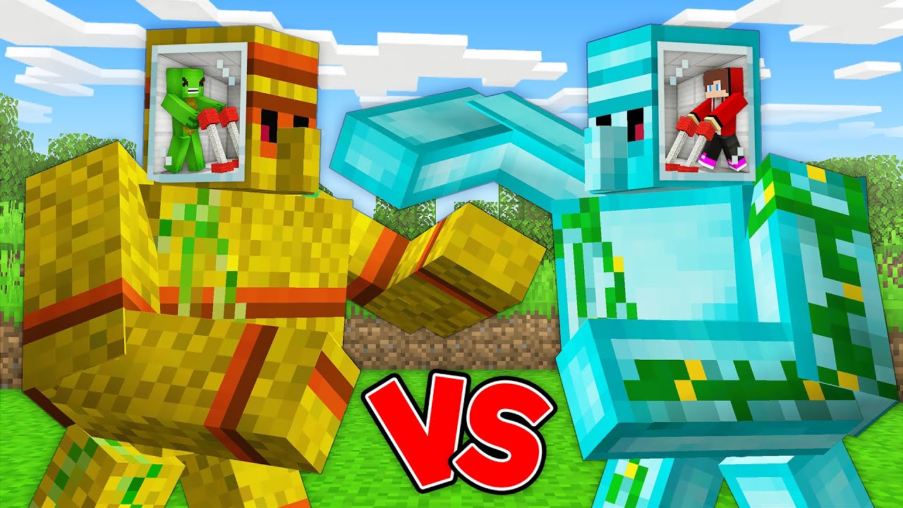 JJ and Mikey: POOR vs RICH Golem Survival Battle in Minecraft - Maizen