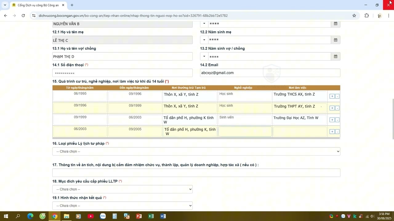 Hướng dẫn làm phiếu LÝ LỊCH TƯ PHÁP online trên cổng dịch vụ công Bộ Công an
