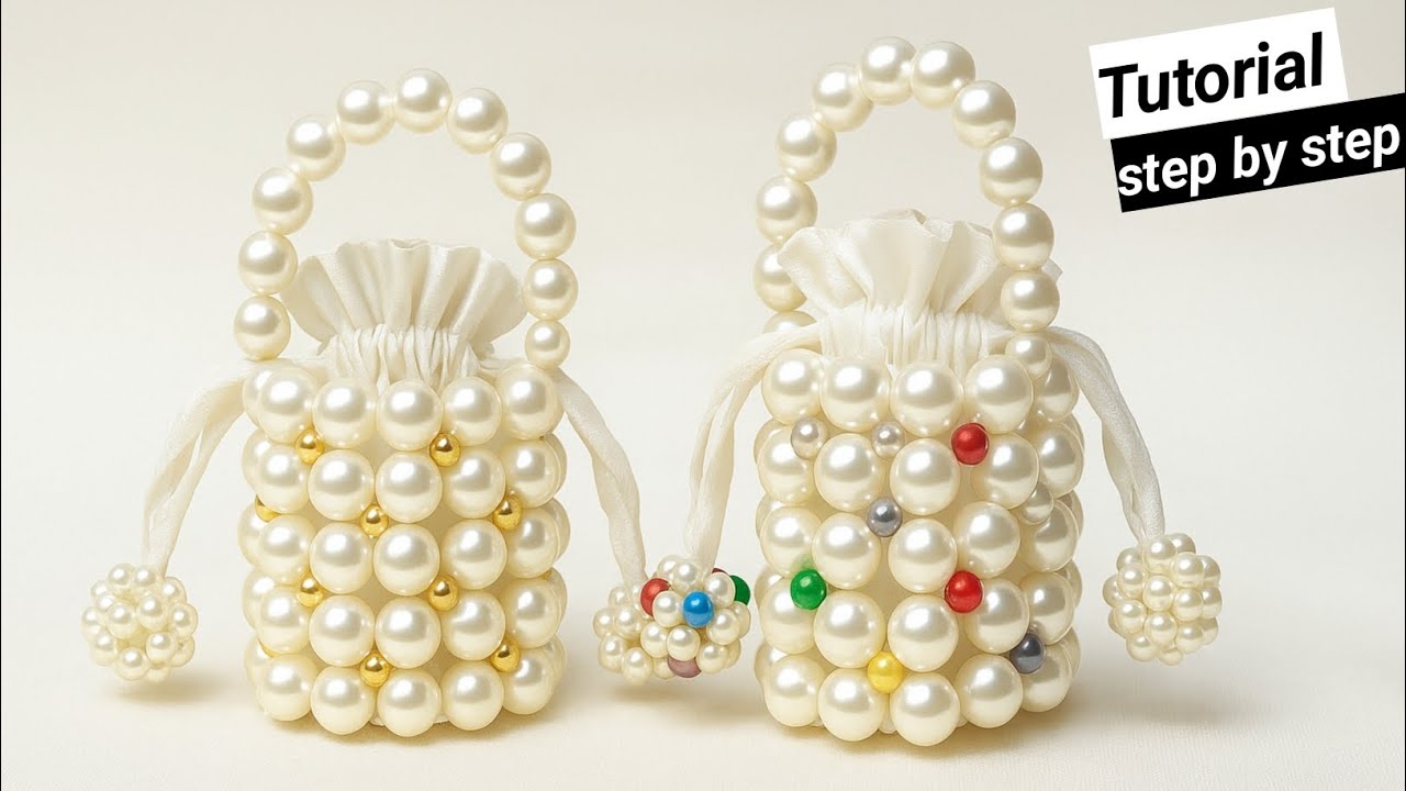 DIY Vintage Pearl Beaded Mini Bag | Easy Bucket Bag Tutorial for Beginners