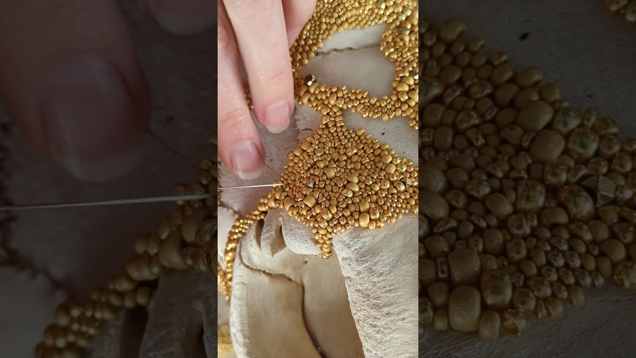 Freeform peyote stitch worked over a bison skull. 12/14/25.