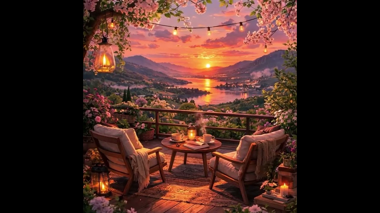 Cozy Spring Terrace Lofi🌸Relaxing Beats for Study, Work & Sleep | Peaceful Nature Sunset(1Hour)