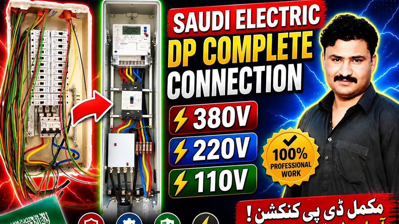 Saudi Electric 380V 220V 110V Complete Connection |Saudi 3Phese Connection |Saudi House Wiring 2025