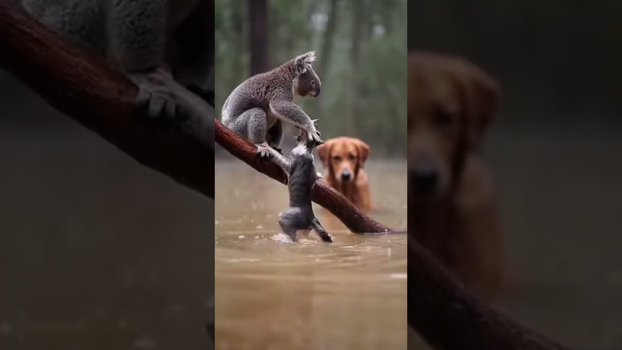 Koala Rescues a Kitten Swept Away by Rain, Unexpected Friendship Blooms