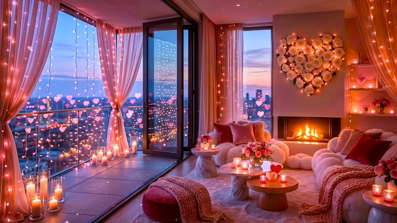 Pink & Romantic City Penthouse 💗 Smooth Jazz & Piano | Luxury Night Ambience