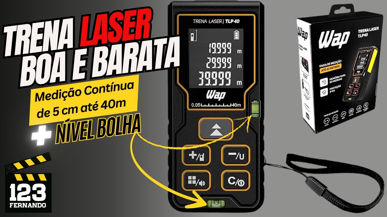 CUIDADO! TRENA A LASER DIGITAL BOA E BARATA WAP TLP 40 Profissional 40m com CORD&Atilde;O e N&Iacute;VEL BOLHA