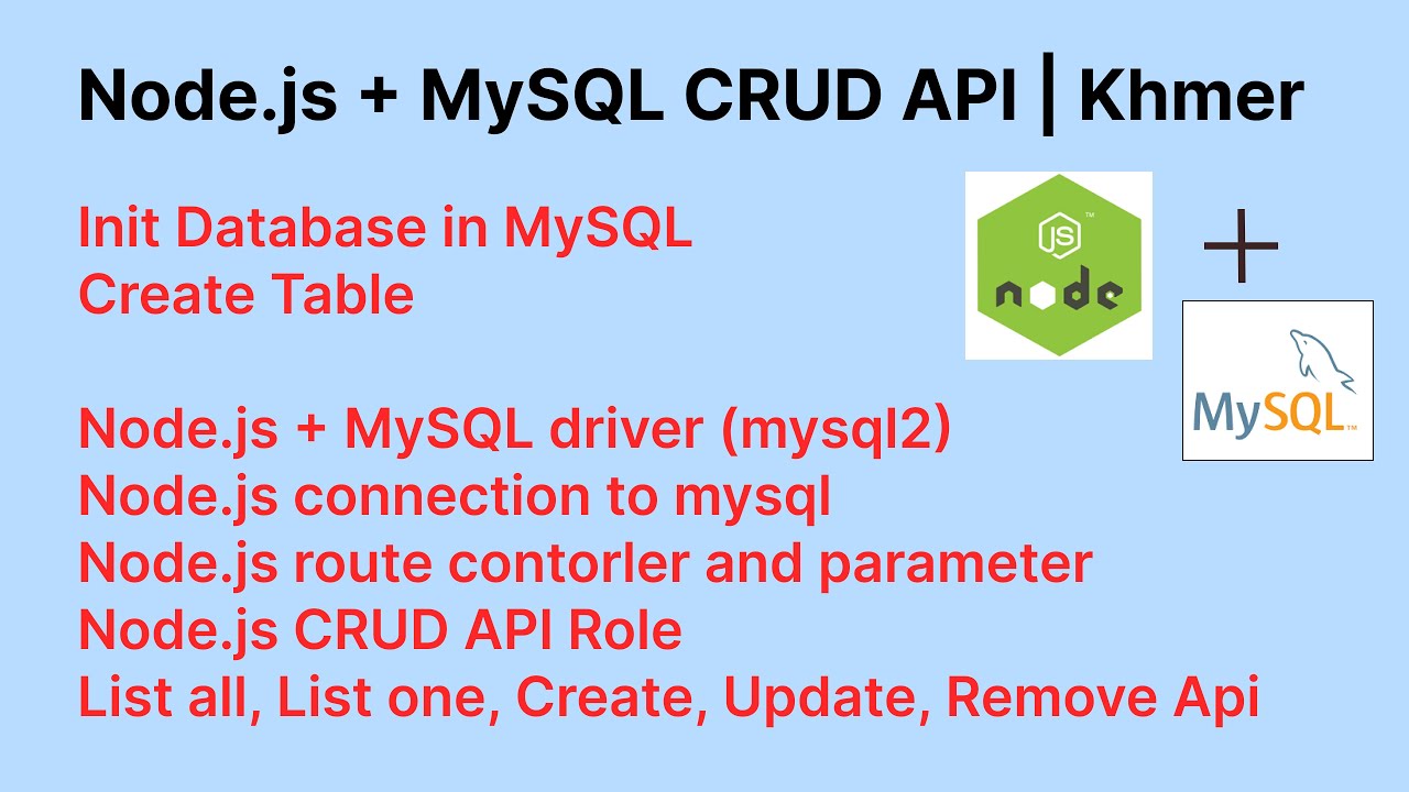 Node.js + MySQL  CRUD API | Speak khmer