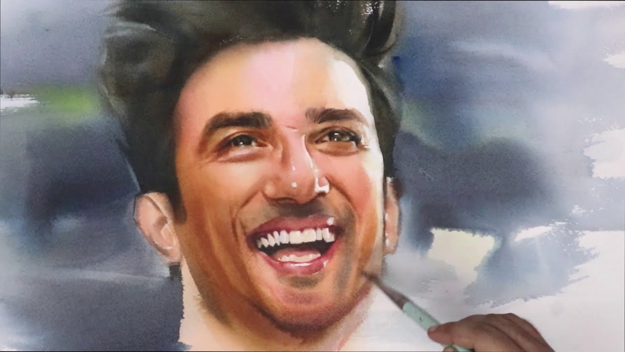 Watercolor Portrait of Sushant Singh Rajput/Sritam Banerjee Fine Art/Time Lapse