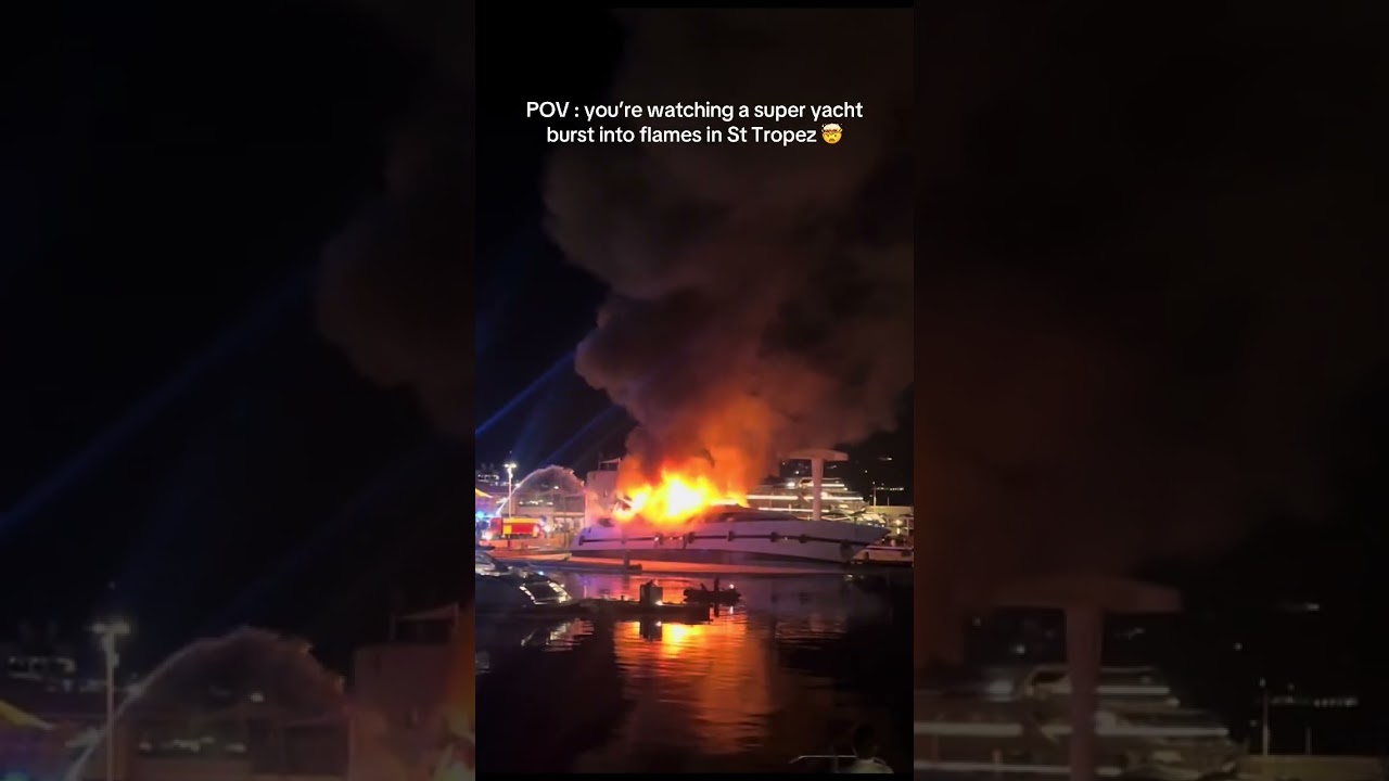 Superyacht on fire in St Tropez