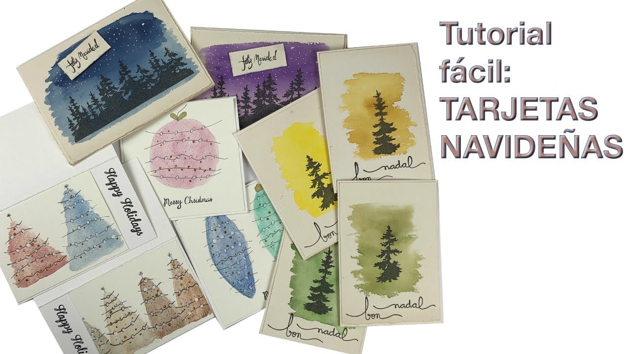Tarjetas de NAVIDAD con ACUARELAS | Tarjetas Navideñas usando Acuarelas