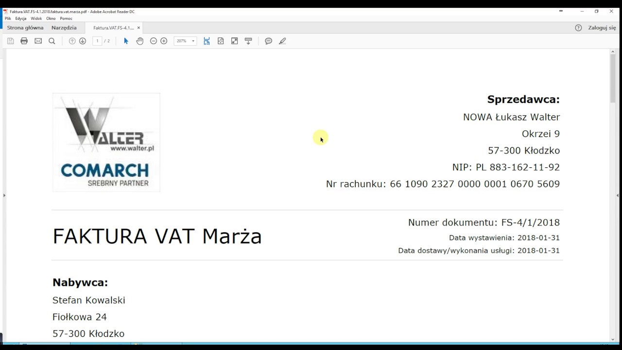 Faktura VAT marża w programie ERP XT